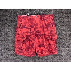 American Eagle Cargo Shorts Mens 38 Red Camo Classic Outdoor Military Preppy